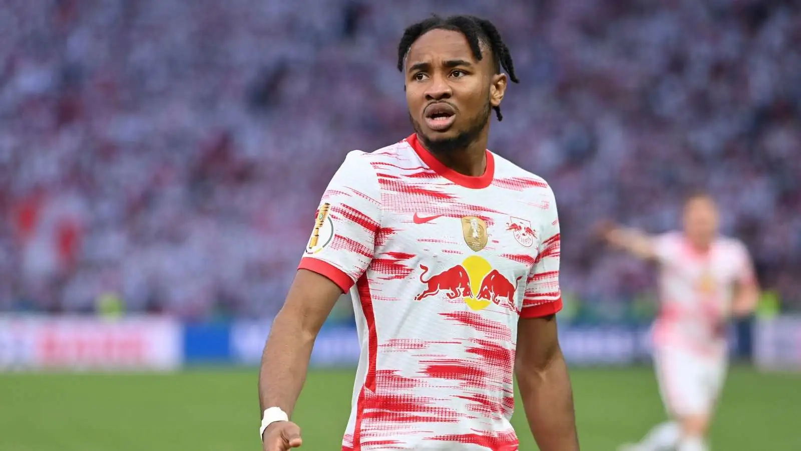 Christopher Nkunku reacts as Chelsea finally complete £52m transfer from RB Leipzig